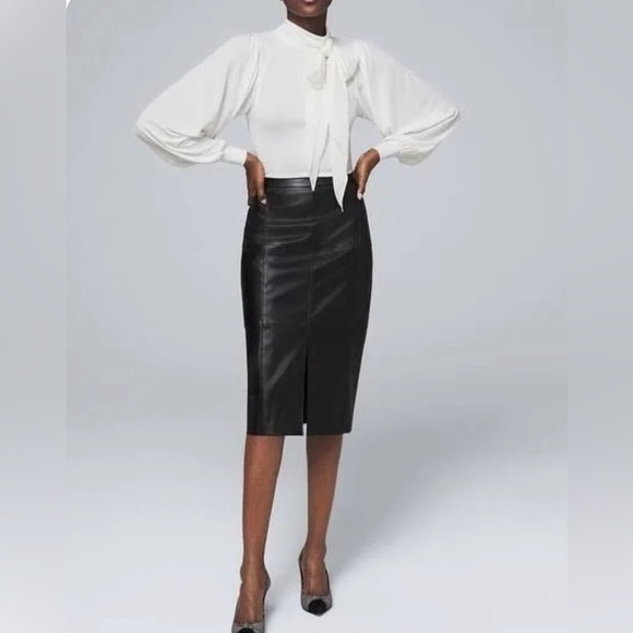 White House Black Market Tops - WHBM Tie Neck Drama Sleeve Blouse Size S NWT